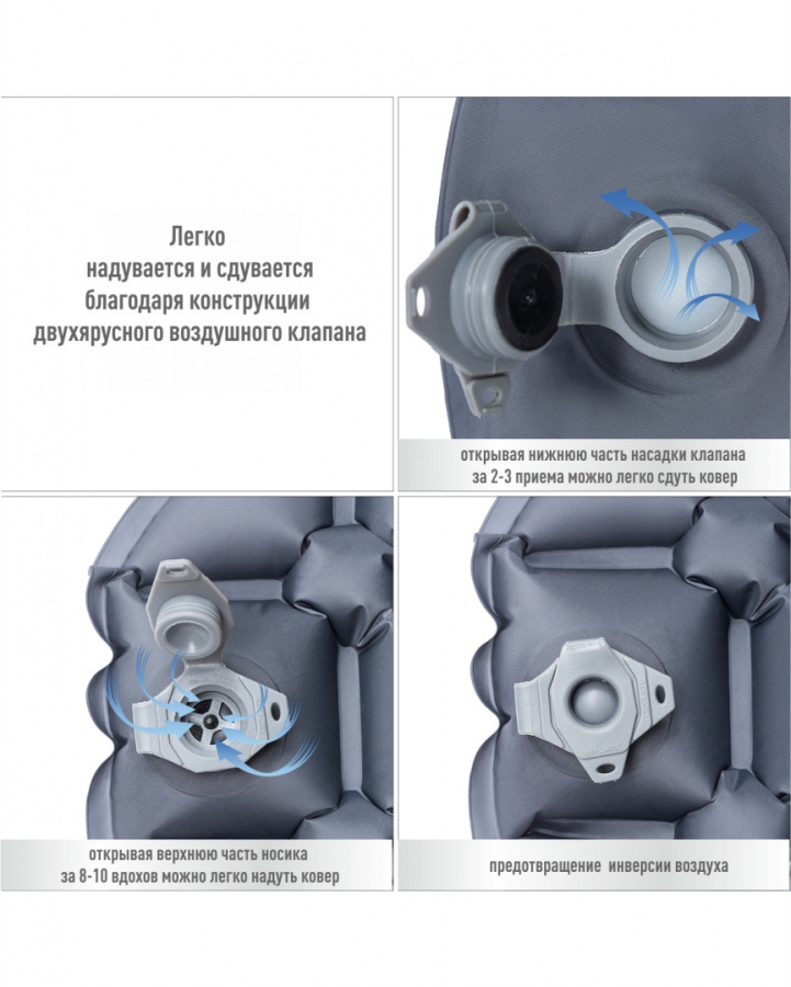 1008 MATTRESS коврик надувной (св. серый, 189х58х6 см)