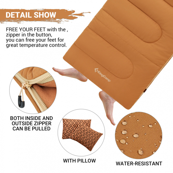 King Camp 2201 forest 400 -15°с 230х90 спальный мешок (-15°с, коричневый левый)