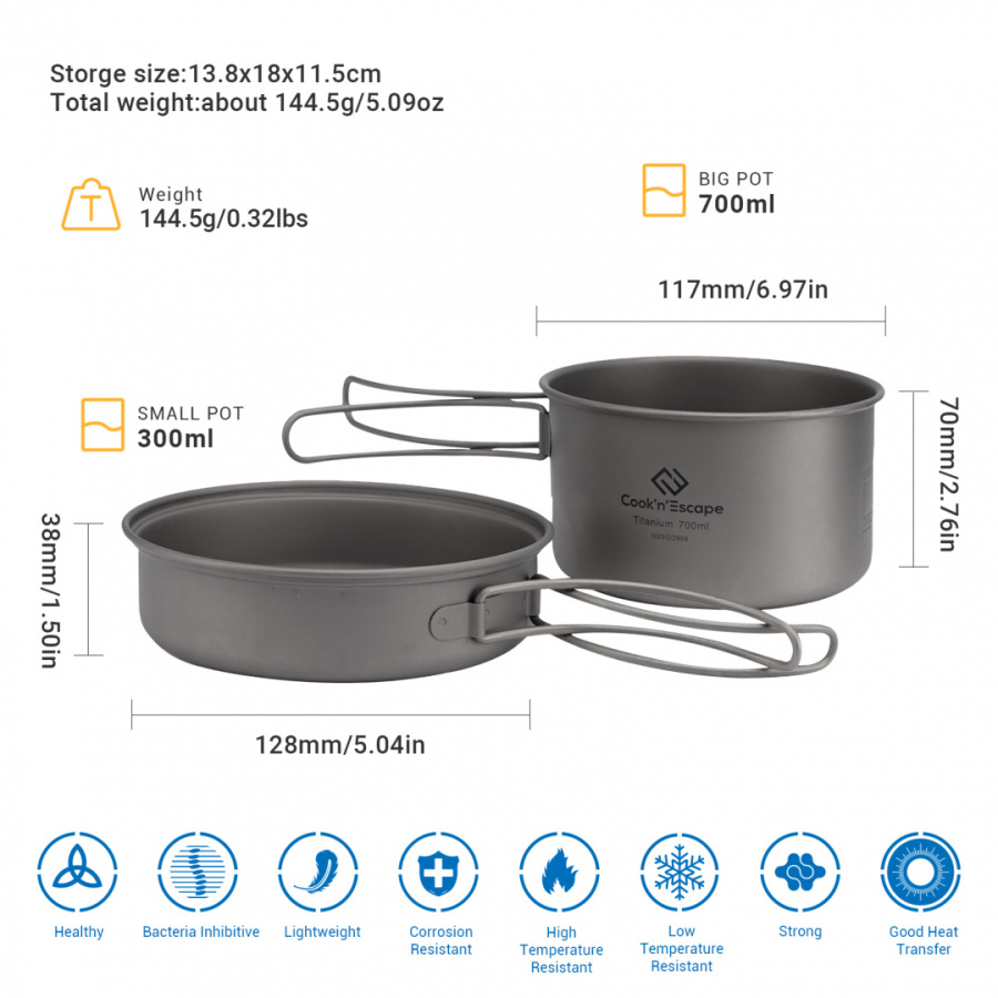 Cook 'n' Escape ca2112 titanium pot with pan набор посуды