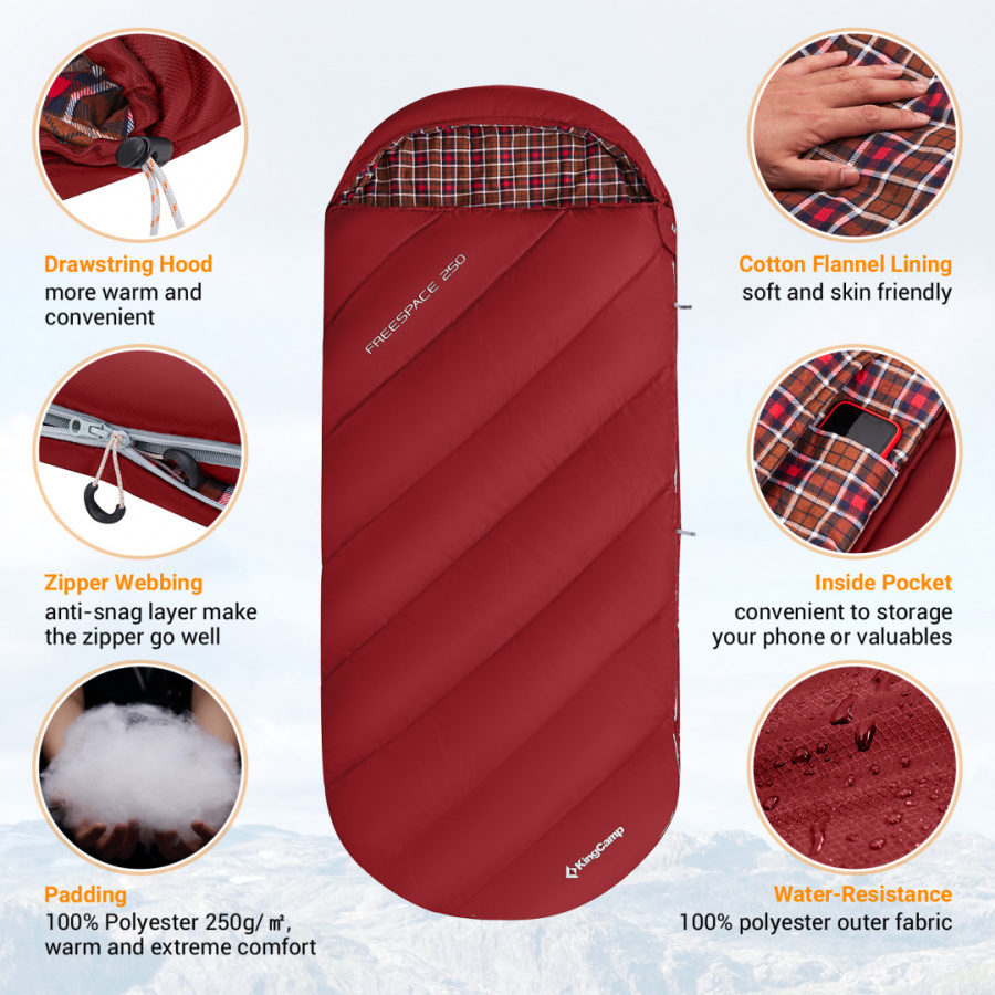 2024 FREE SPACE 250 -8С 220x100 спальный мешок (-8, т.серый левый)