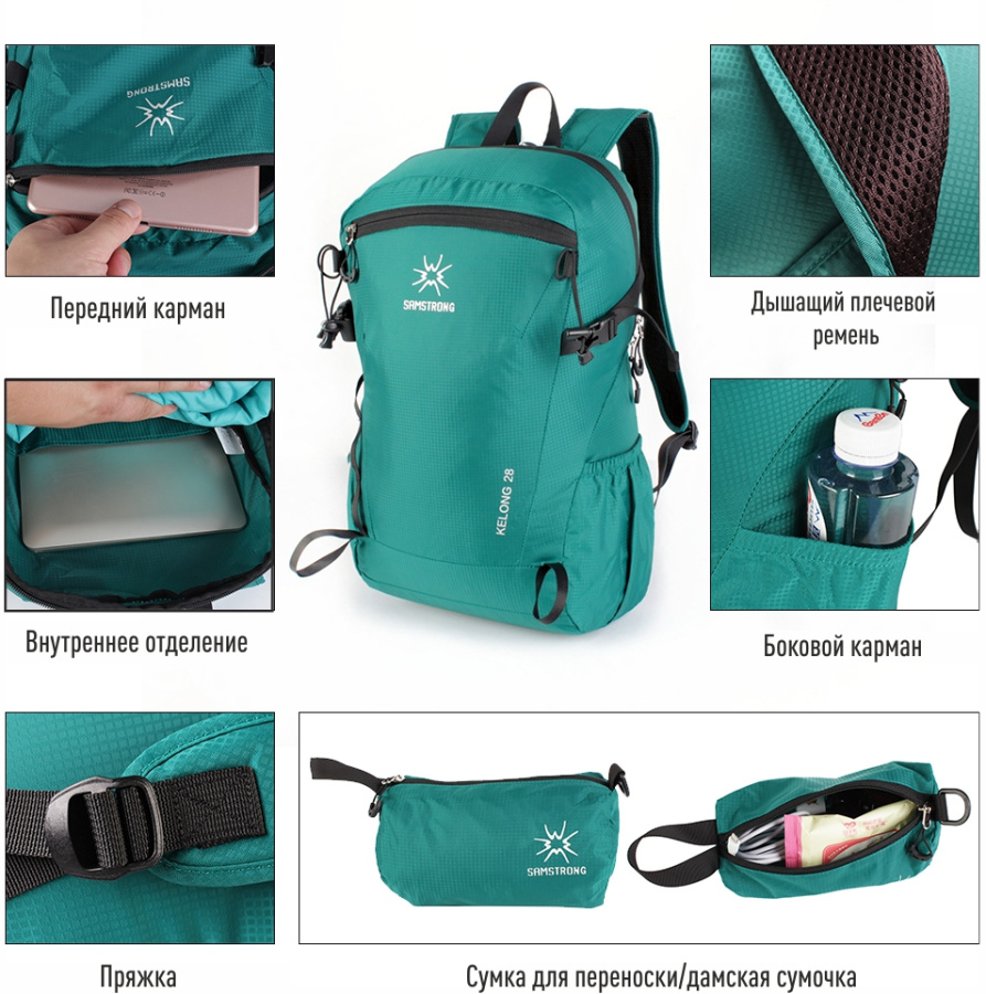 B0467 KELONG 28 Повседневная сумка-рюкзак (голубой/черный)