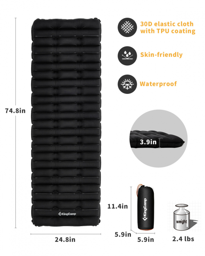 1905 SUPER COMFORT SINGLE коврик надувной (чёрный, 190х63х10)