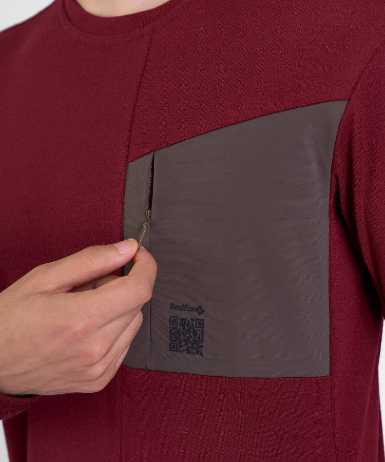 Футболка с длинным рукавом QR LS Мужская (S, 1100/бордовый, , , , , )