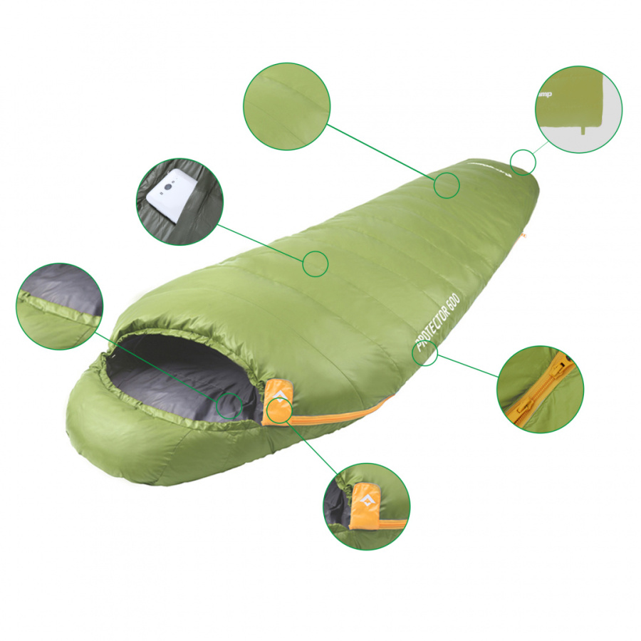 8003 PROTECTOR 600 -21C пуховый спальник (зелёный, левый)