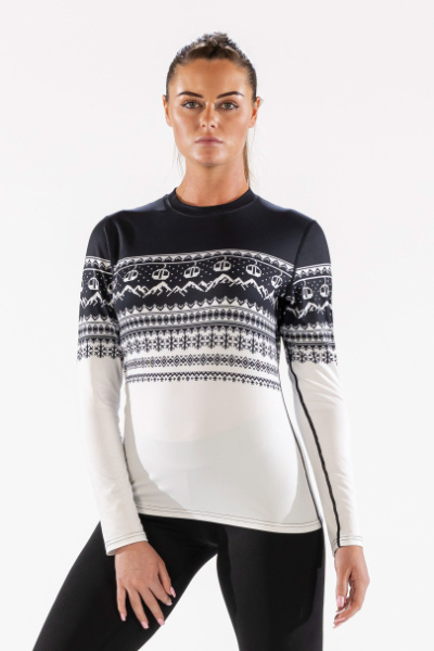 Термобелье футболка COZY FAIRISLE CREW NECK женская (XS, 020 Black, , , , , )