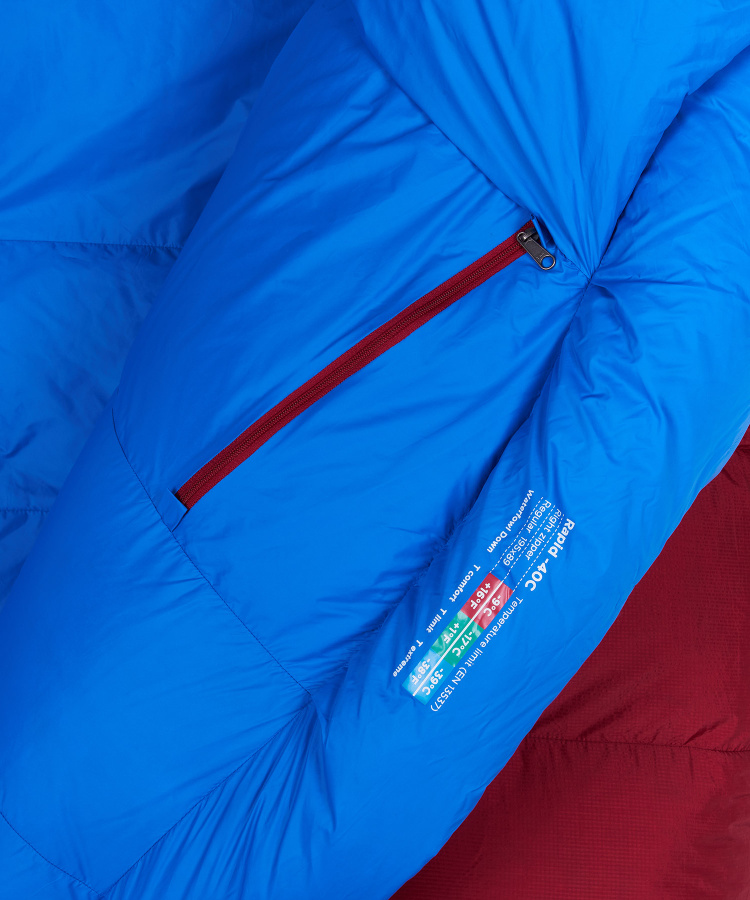 Спальный мешок пуховый Rapid -40C left (Long, 1282/т.красный/синий, , , , , )