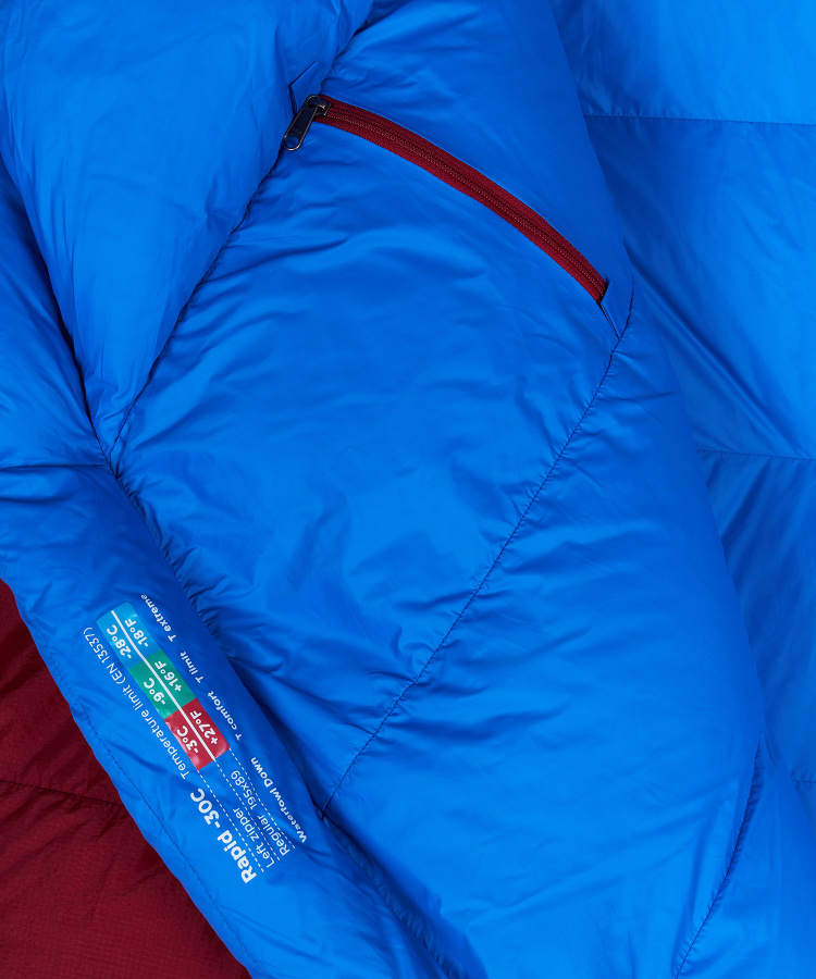 Спальный мешок пуховый Rapid -30C left (Regular, 1282/т.красный/синий, , , , , )
