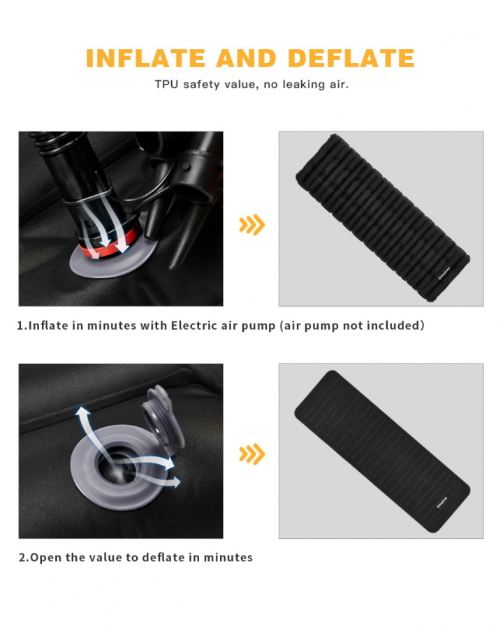 1905 SUPER COMFORT SINGLE коврик надувной (чёрный, 190х63х10)