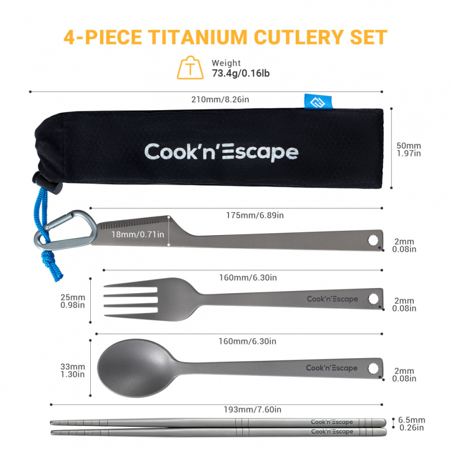 Cook 'n' Escape ca2006 4-piece titanium cutlery set набор стол. приборов
