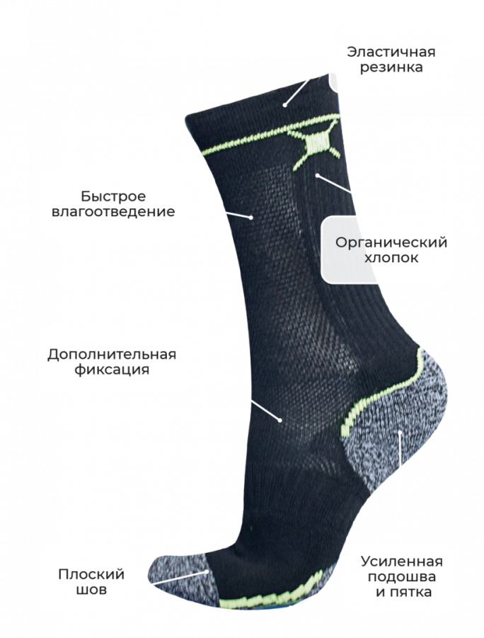 Trek Pro Organic +15°C носки, черный (39-42)
