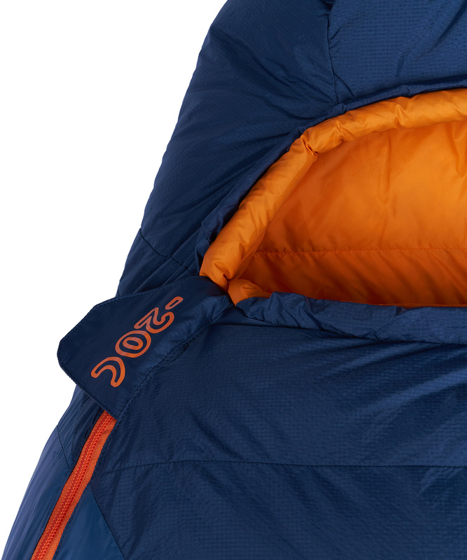 Спальный мешок пуховый Yeti-20C right (Regular, 9723/деним/оранжевый, , , , , )