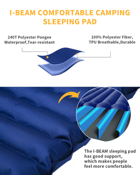 Talberg 1903 comfort light коврик надувной (синий, 189 х 66 х 7/11 см)