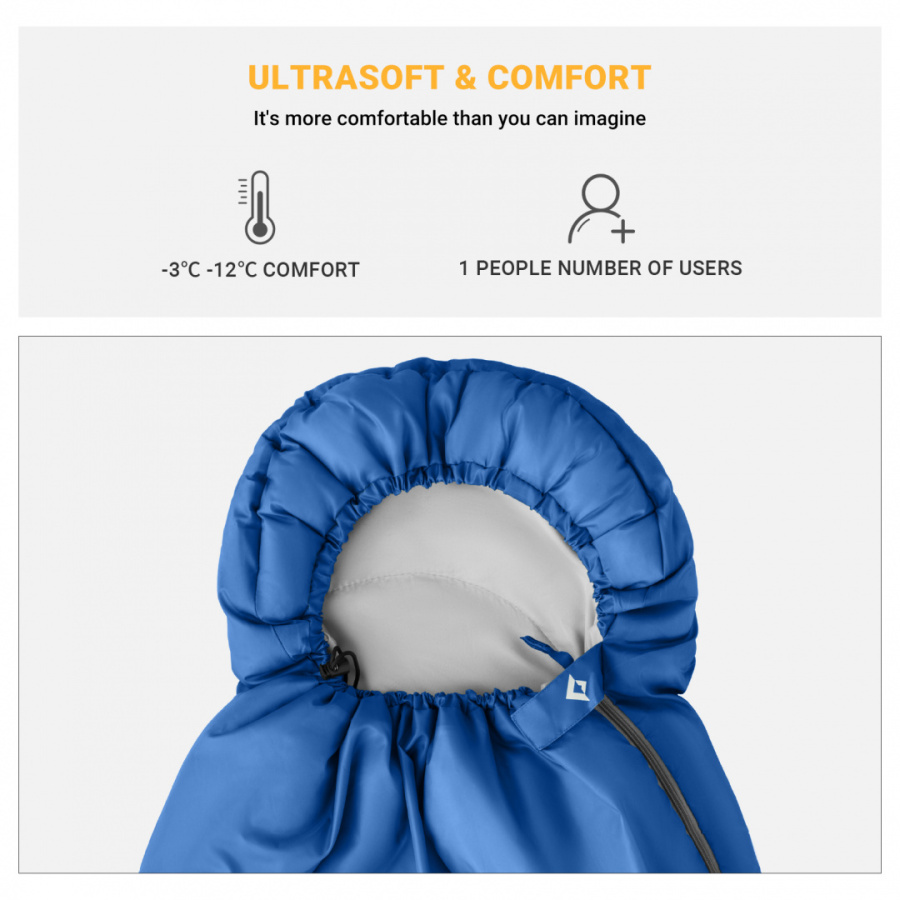 3221 OASIS 250S -3C 140+25 х 70 см спальный мешок (синий, левый)