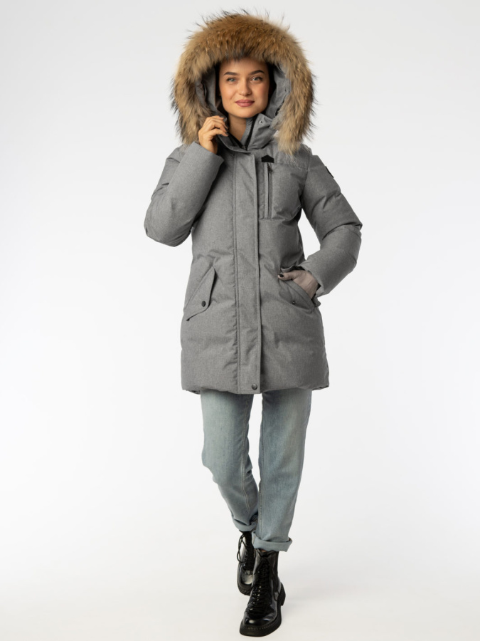 *Пуховик женский удлиненный П2-062-21 (50, Серый, , , , , )