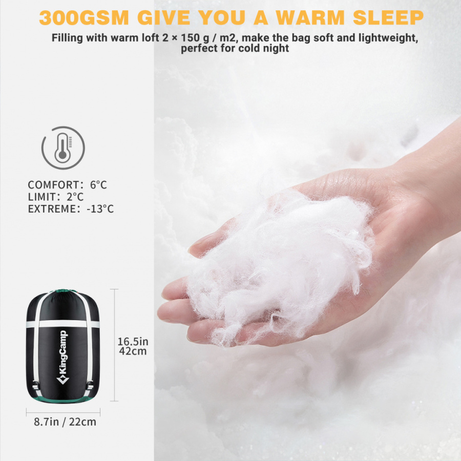 2001 SUPERIOR 300XL -13°С 230x92 спальный мешок (зелёный, правый)