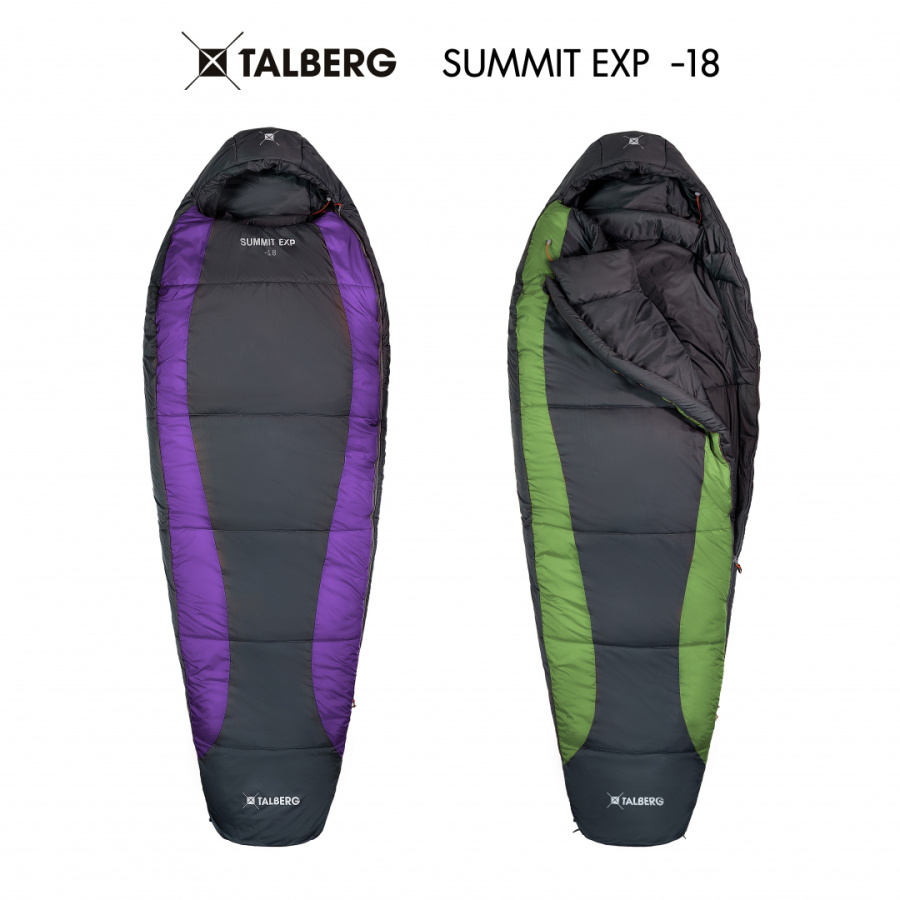 SUMMIT EXP -18°C спальный мешок (-18С, серый/зеленый правый)