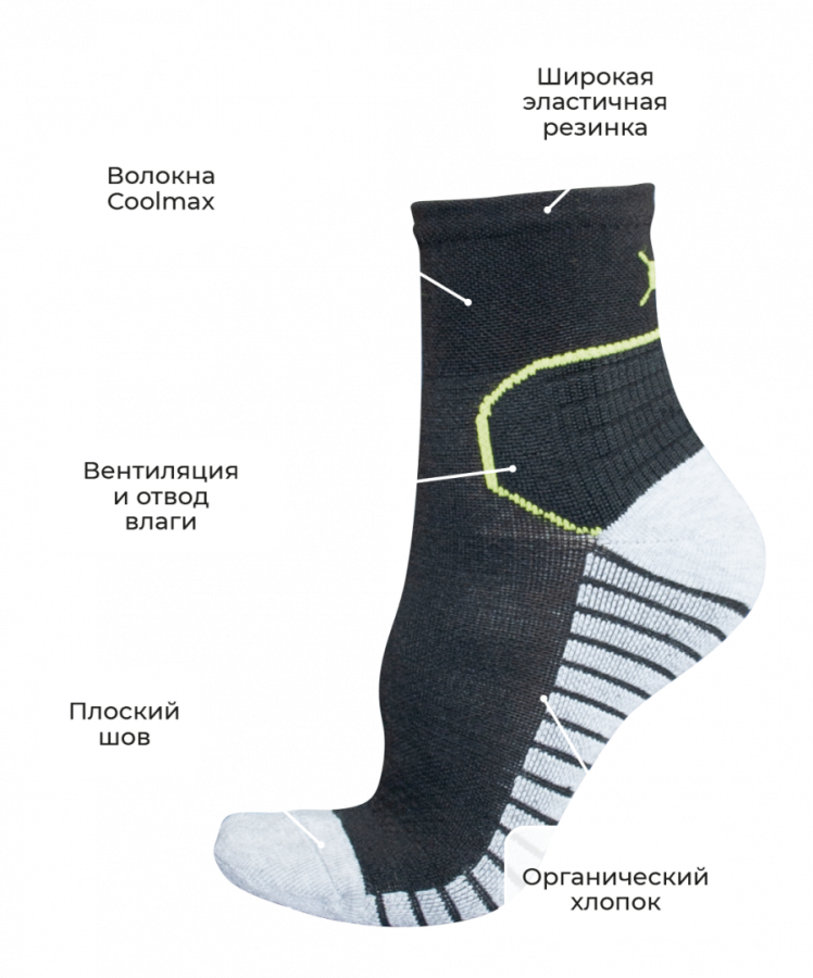 Tesla Coolmax +20°C носки, черный (39-42)