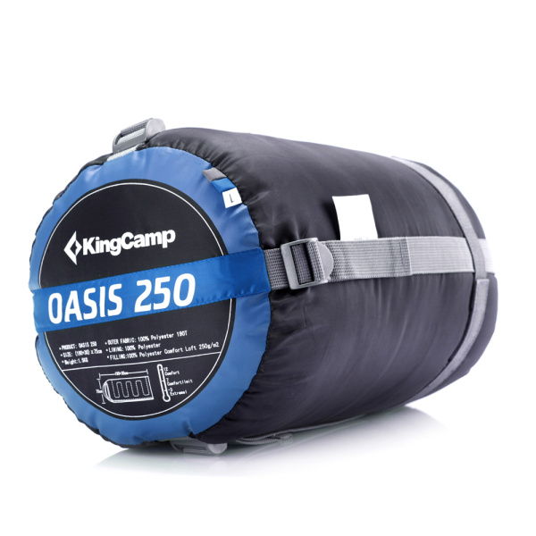 King Camp 3121 oasis 250 -3с 190+30x75 спальный мешок (синий, правый)