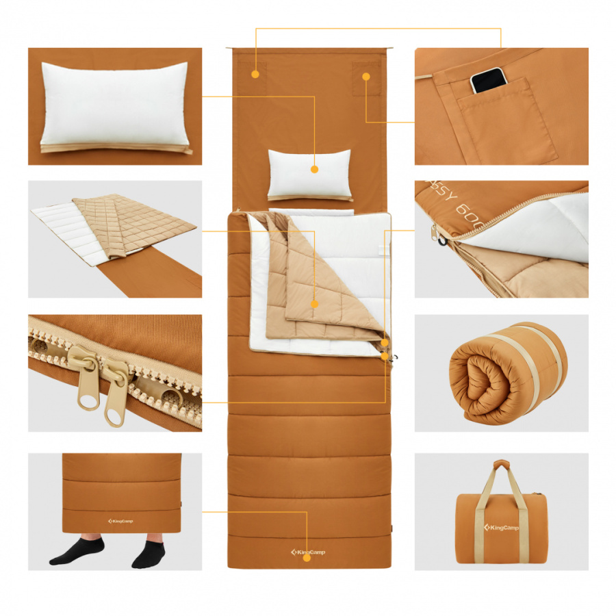 2218 GRASSY 600 -22°С 203x96 спальный мешок (-22°С, коричневый левый)