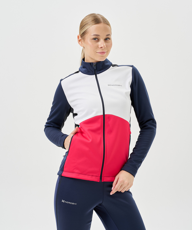 Тренировочная куртка Nordski Advance White/Pink/Blueberry W (44-XL, White/Orchid/Black, , , , , )