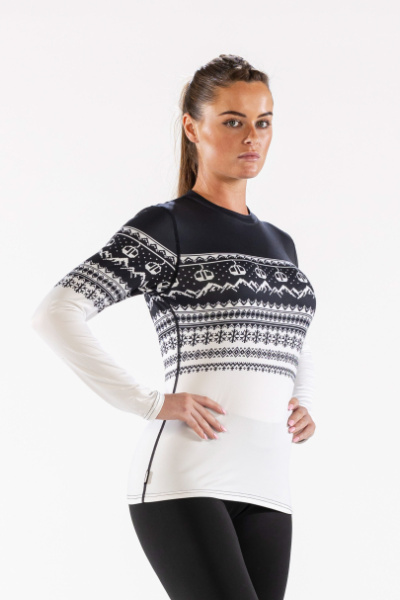 Термобелье футболка COZY FAIRISLE CREW NECK женская (XS, 020 Black, , , , , )