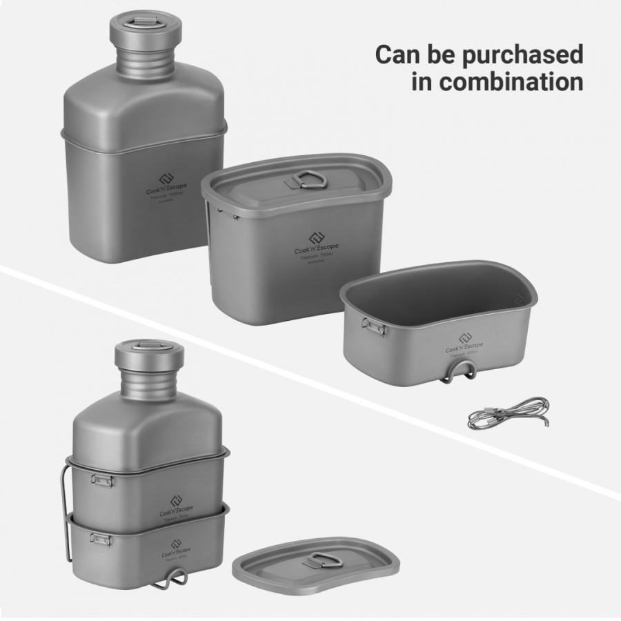 Cook 'n' Escape ca2117 titanium canteen mesh kit набор походной посуды