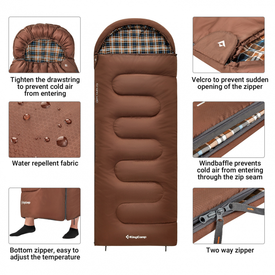 2212 CLOUD 400 -15°С 230х90 спальный мешок (-15С, коричневый правый)