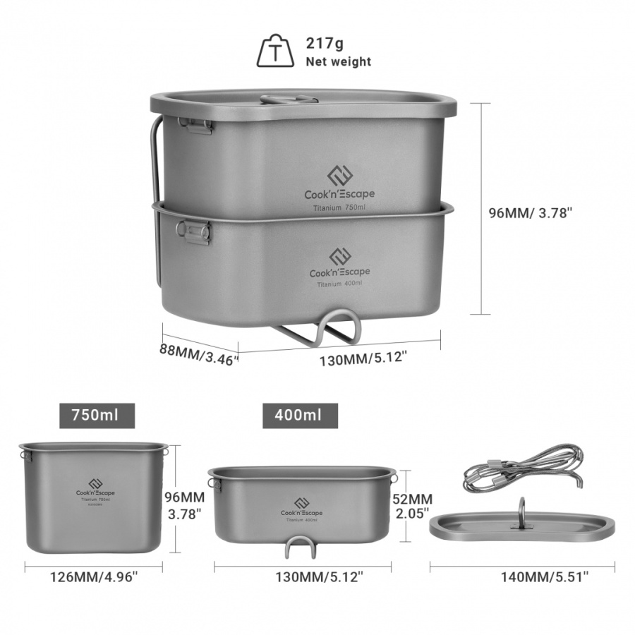 Cook 'n' Escape ca2117 titanium canteen mesh kit набор походной посуды