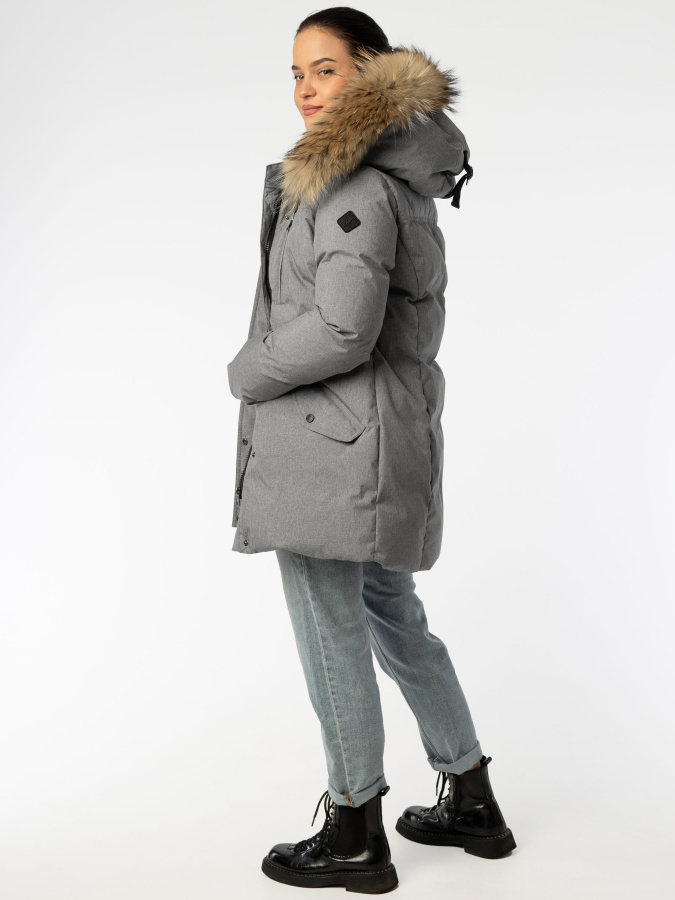*Пуховик женский удлиненный П2-062-21 (50, Серый, , , , , )