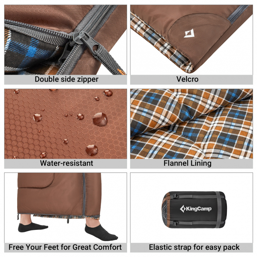 2215 SNOWFLAKE 400 -15°С 190х84 спальный мешок (-15С, коричневый левый)