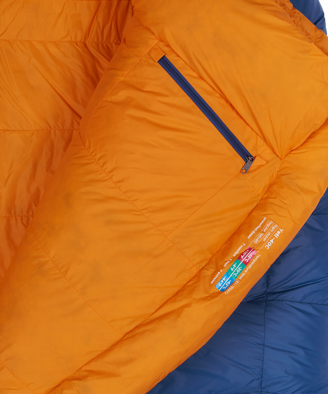 Спальный мешок пуховый Yeti-30C left (Regular, 9723/деним/оранжевый, , , , , )