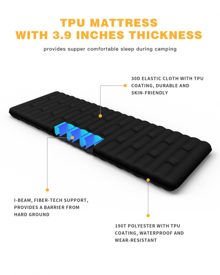 1905 SUPER COMFORT SINGLE коврик надувной (чёрный, 190х63х10)