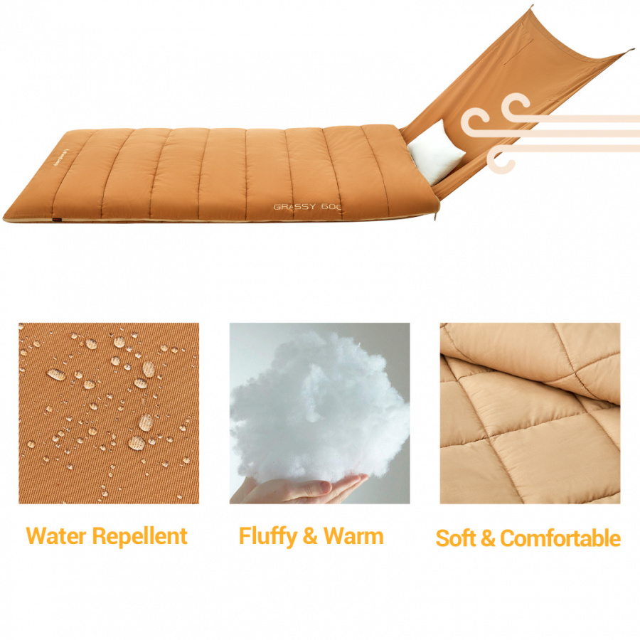 2218 GRASSY 600 -22°С 203x96 спальный мешок (-22°С, коричневый левый)