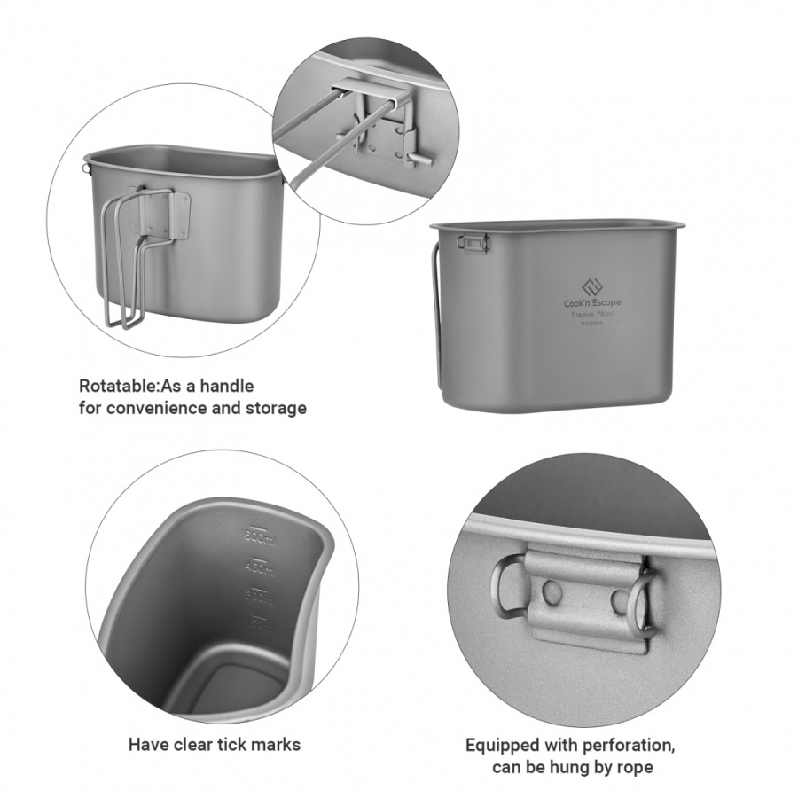Cook 'n' Escape ca2117 titanium canteen mesh kit набор походной посуды
