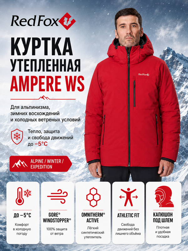 Куртка утепленная Ampere WS Мужская (XL, 1200/т.красный, , , , , )