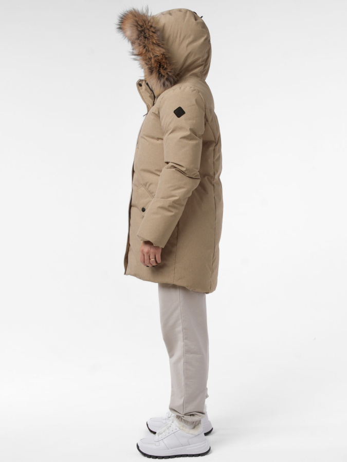 *Пуховик женский удлиненный П2-062-21 (42, Бежевый, , , , , )