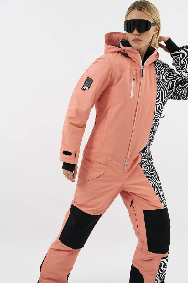 Комбинезон LIME KN1131 (XS, Персиковый/принт зебра, , , , , )