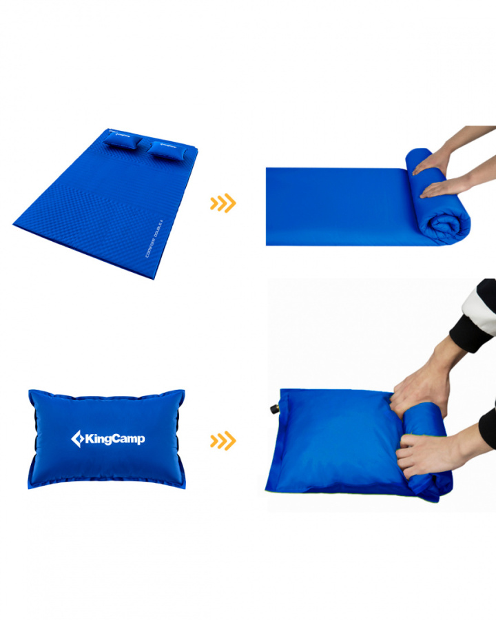 3594 COMFORT DOUBLE коврик самонад (198X130X4см, синий)