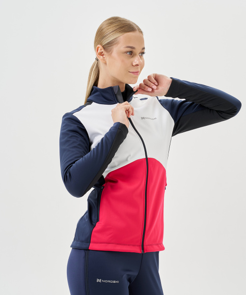 Тренировочная куртка Nordski Advance White/Pink/Blueberry W (38-S, White/Orchid/Black, , , , , )