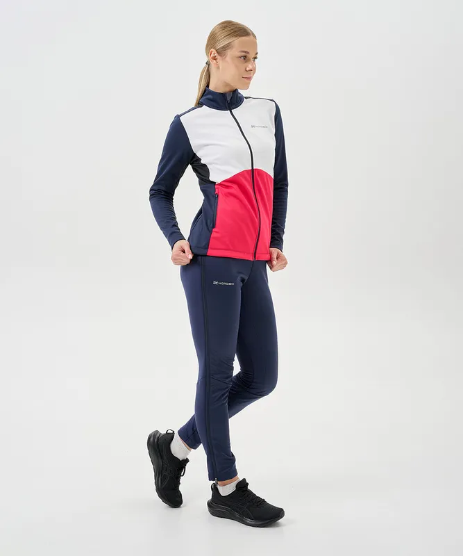 Тренировочная куртка Nordski Advance White/Pink/Blueberry W (44-XL, White/Orchid/Black, , , , , )