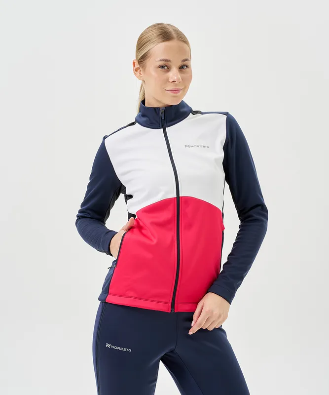 Тренировочная куртка Nordski Advance White/Pink/Blueberry W (44-XL, White/Orchid/Black, , , , , )