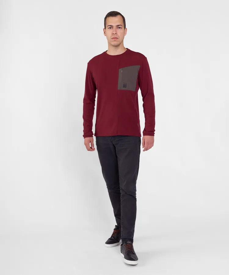 Футболка с длинным рукавом QR LS Мужская (S, 1100/бордовый, , , , , )