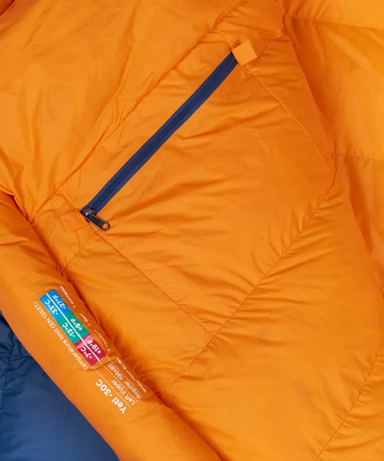 Спальный мешок пуховый Yeti-30C right (Long, 9723/деним/оранжевый, , , , , )
